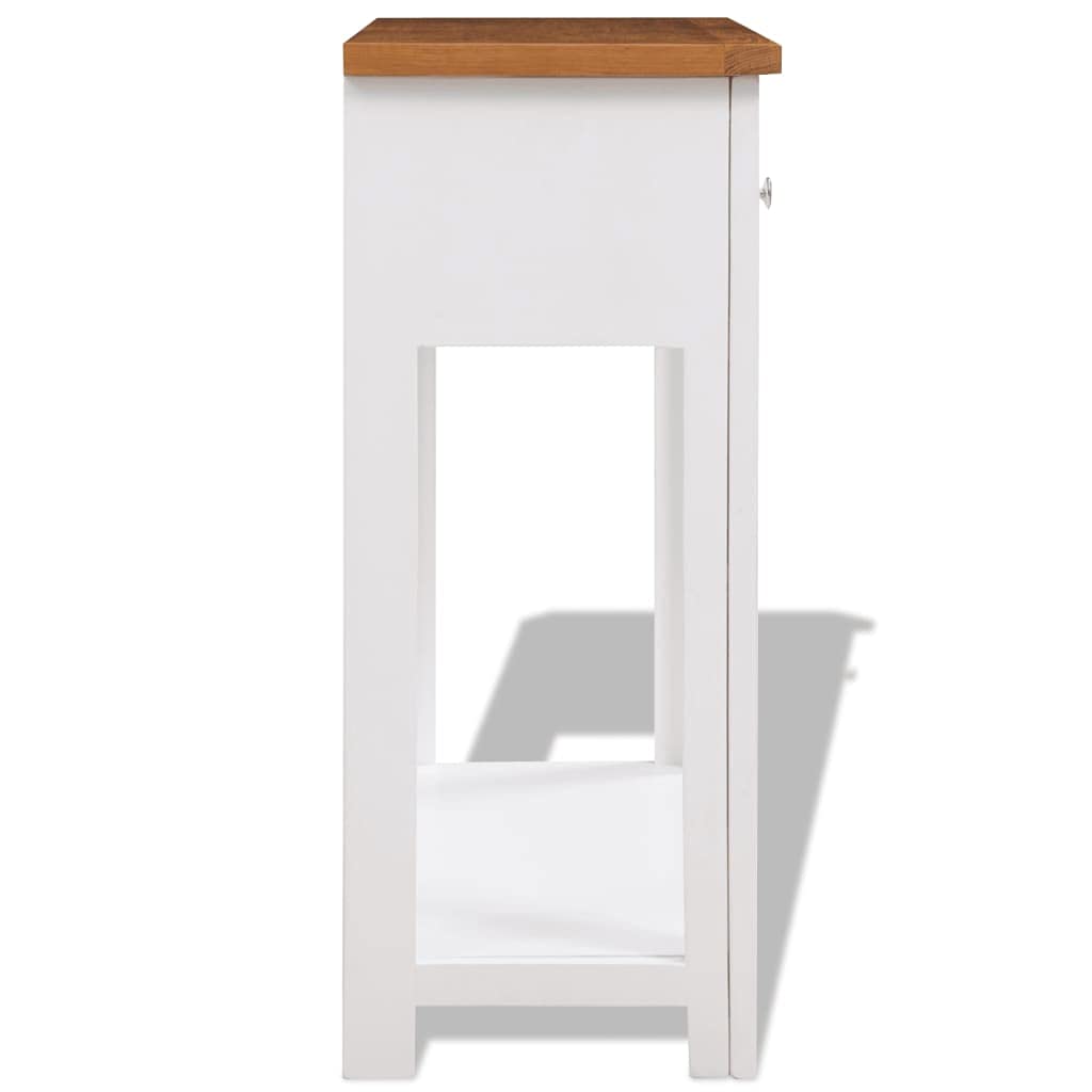 Solid Oak Wood Console Table with 2 Drawers and 1 Shelf G410