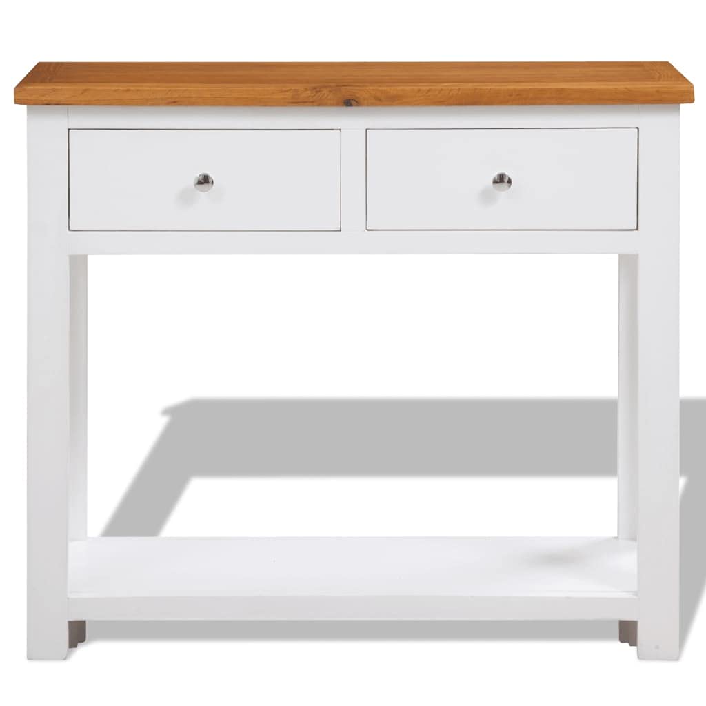 Solid Oak Wood Console Table with 2 Drawers and 1 Shelf G410