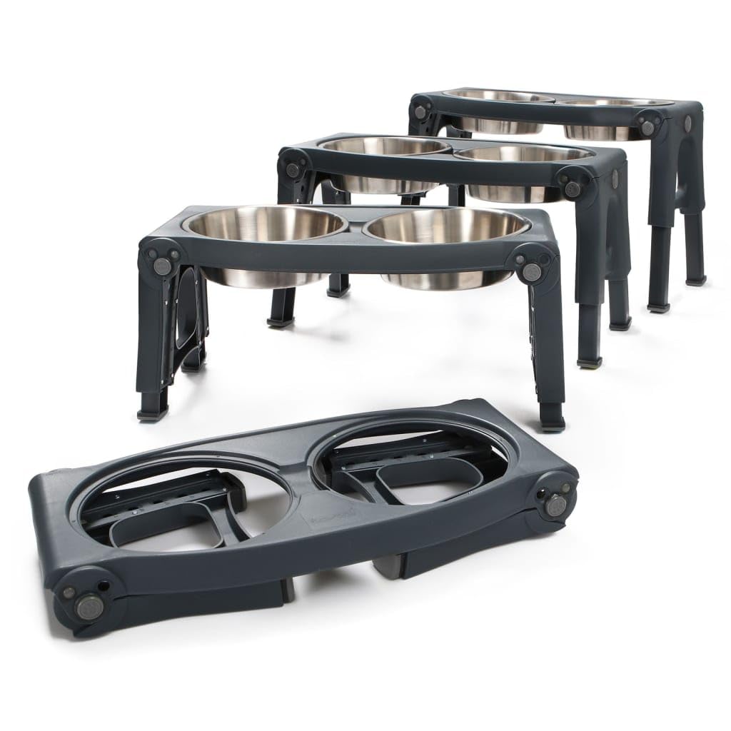 Adjustable Height Double Pet Feeder with Stainless Steel Bowls Y8166