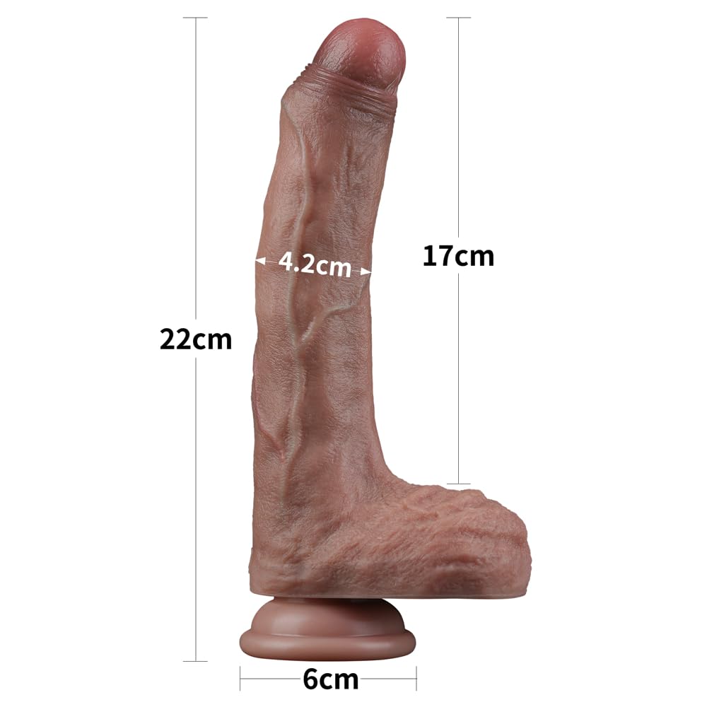 8.5" Realistic Uncut Dual Density Silicone Dildo with Suction Cup I63264