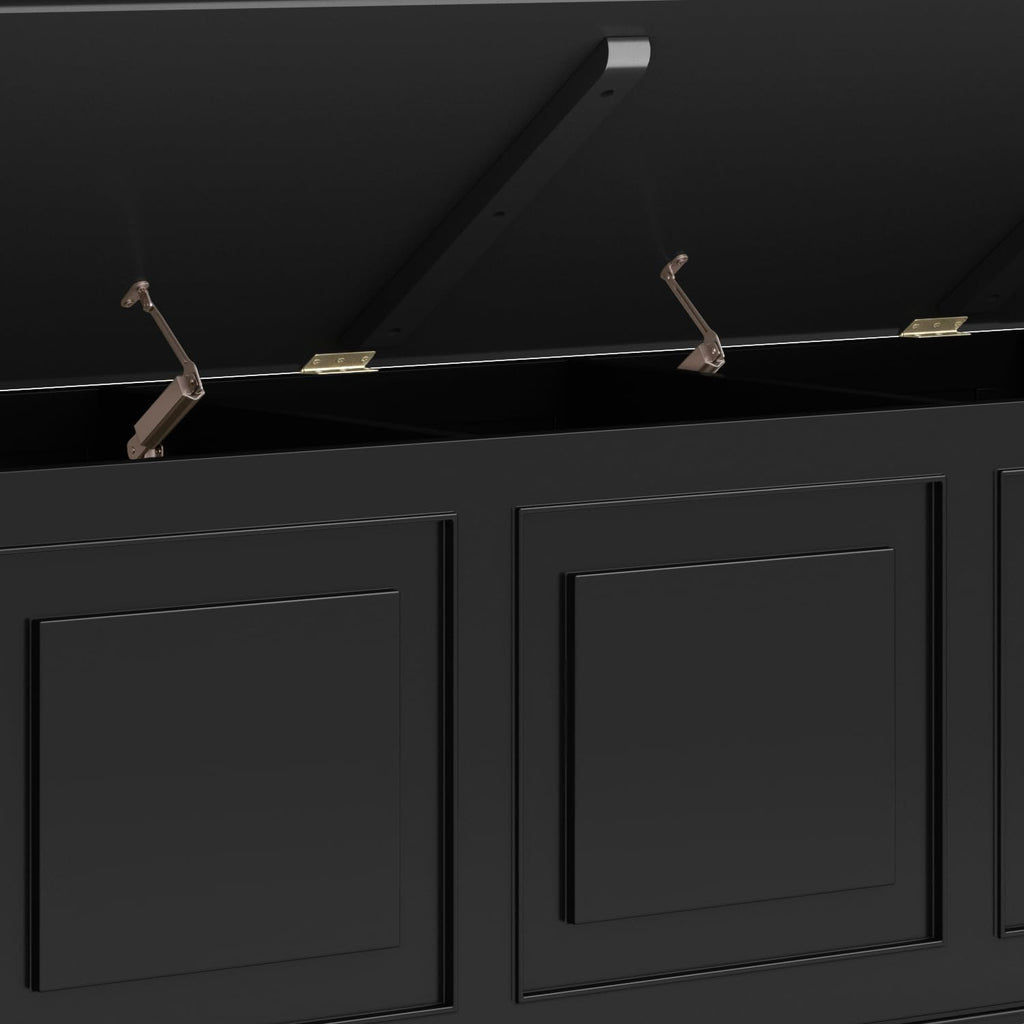 Black Solid Wood Trunk Bench N1491