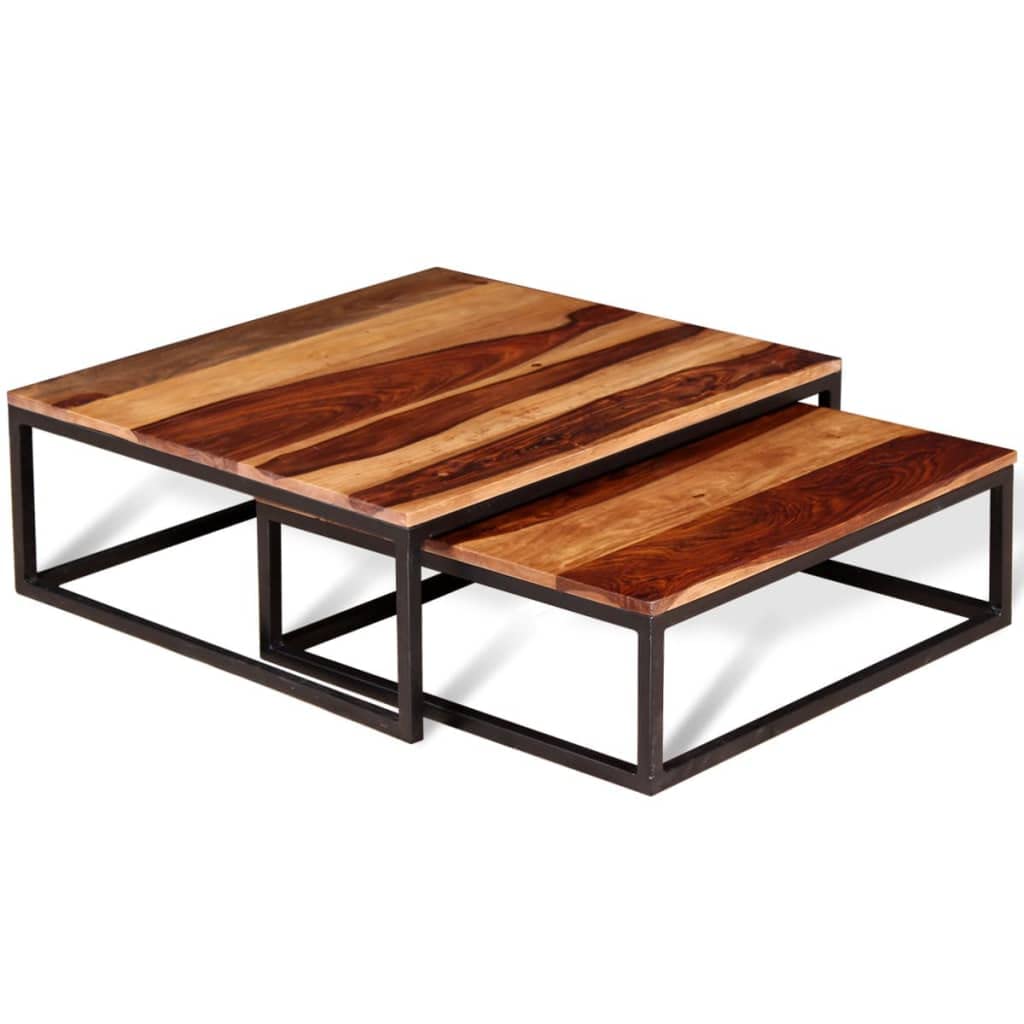 2 Piece Square Wood Nesting Coffee Table Set D70753