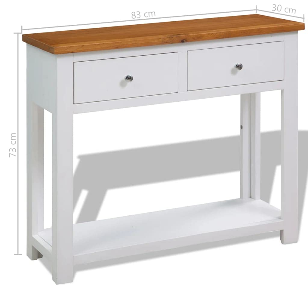Solid Oak Wood Console Table with 2 Drawers and 1 Shelf G410