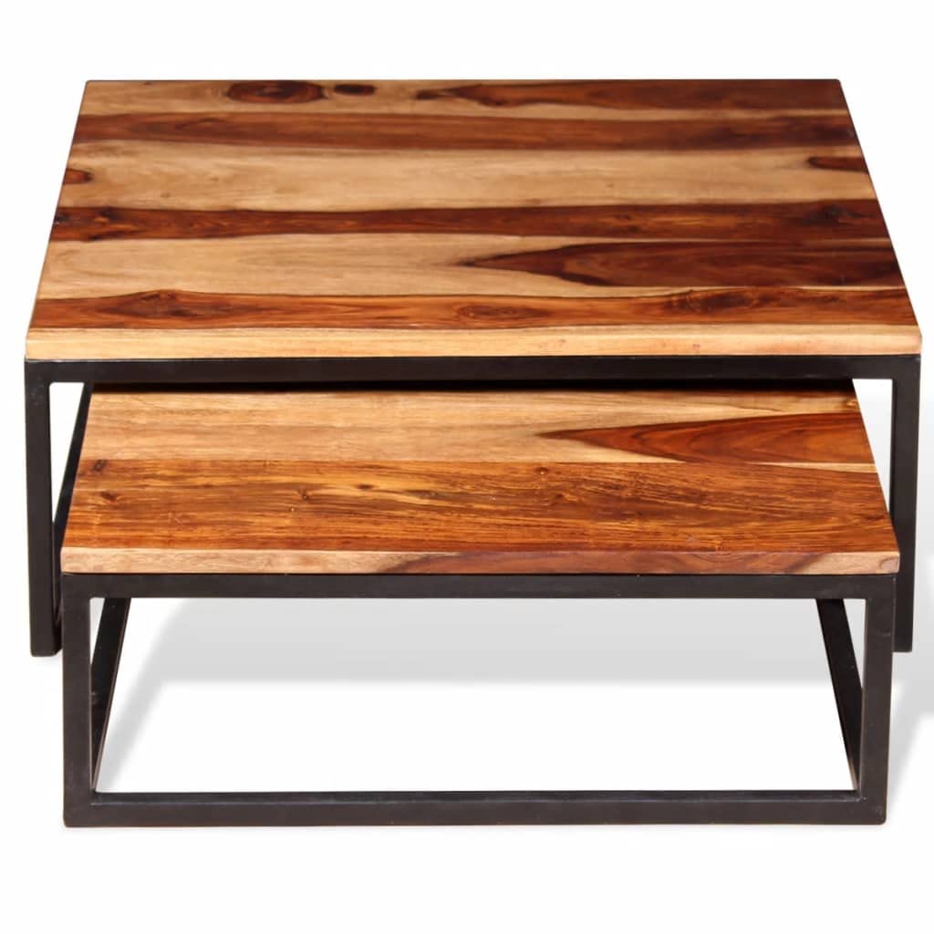 2 Piece Square Wood Nesting Coffee Table Set D70753