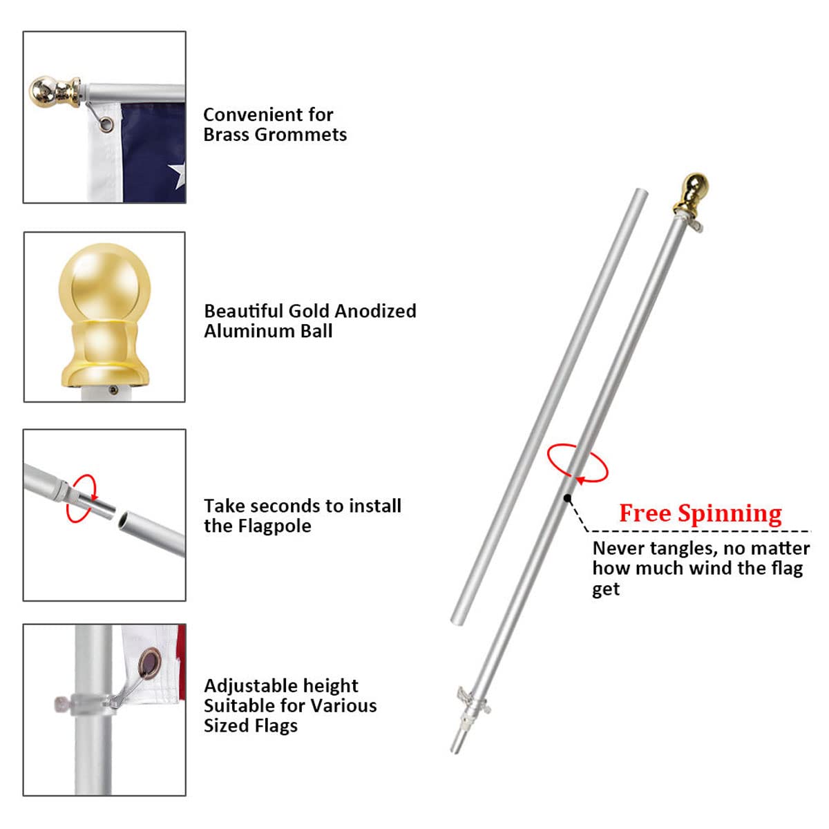 6ft Outdoor Flagpole Y46802