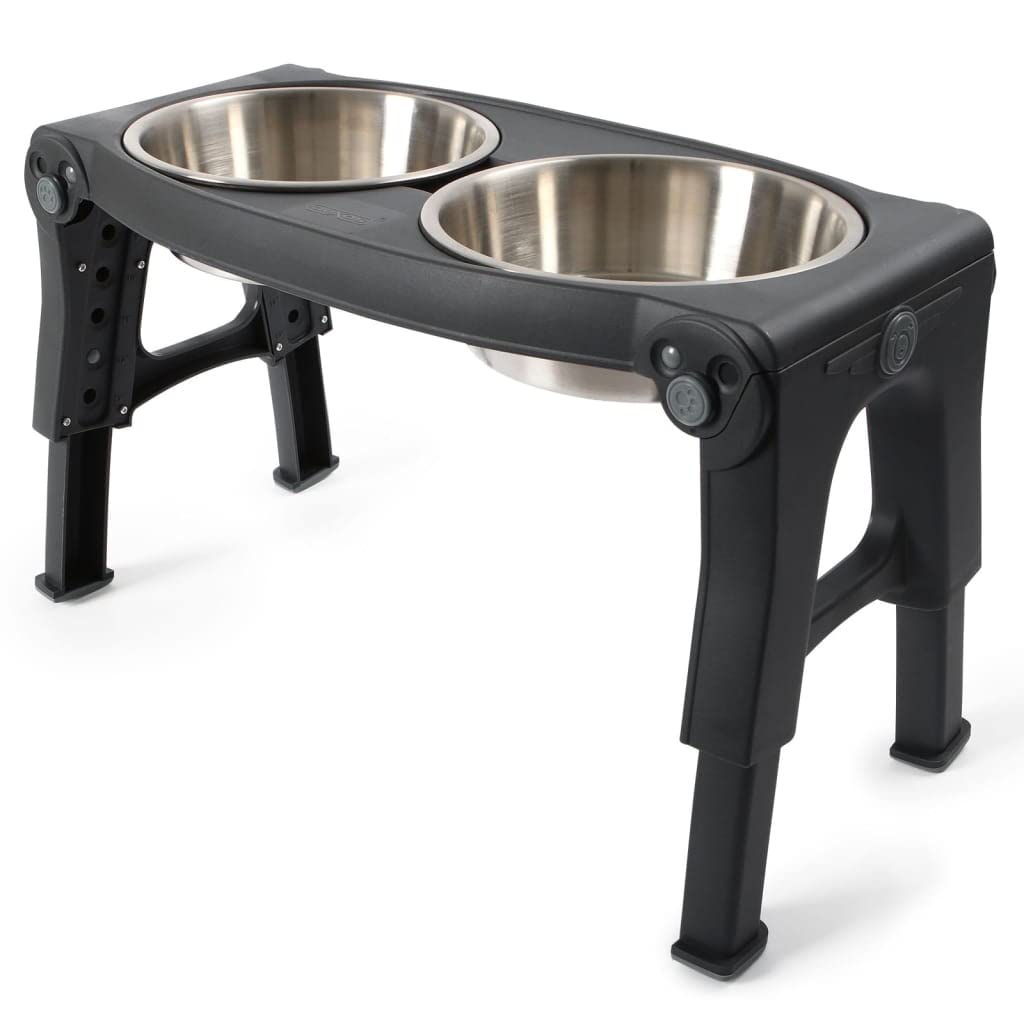 Adjustable Height Double Pet Feeder with Stainless Steel Bowls Y8166