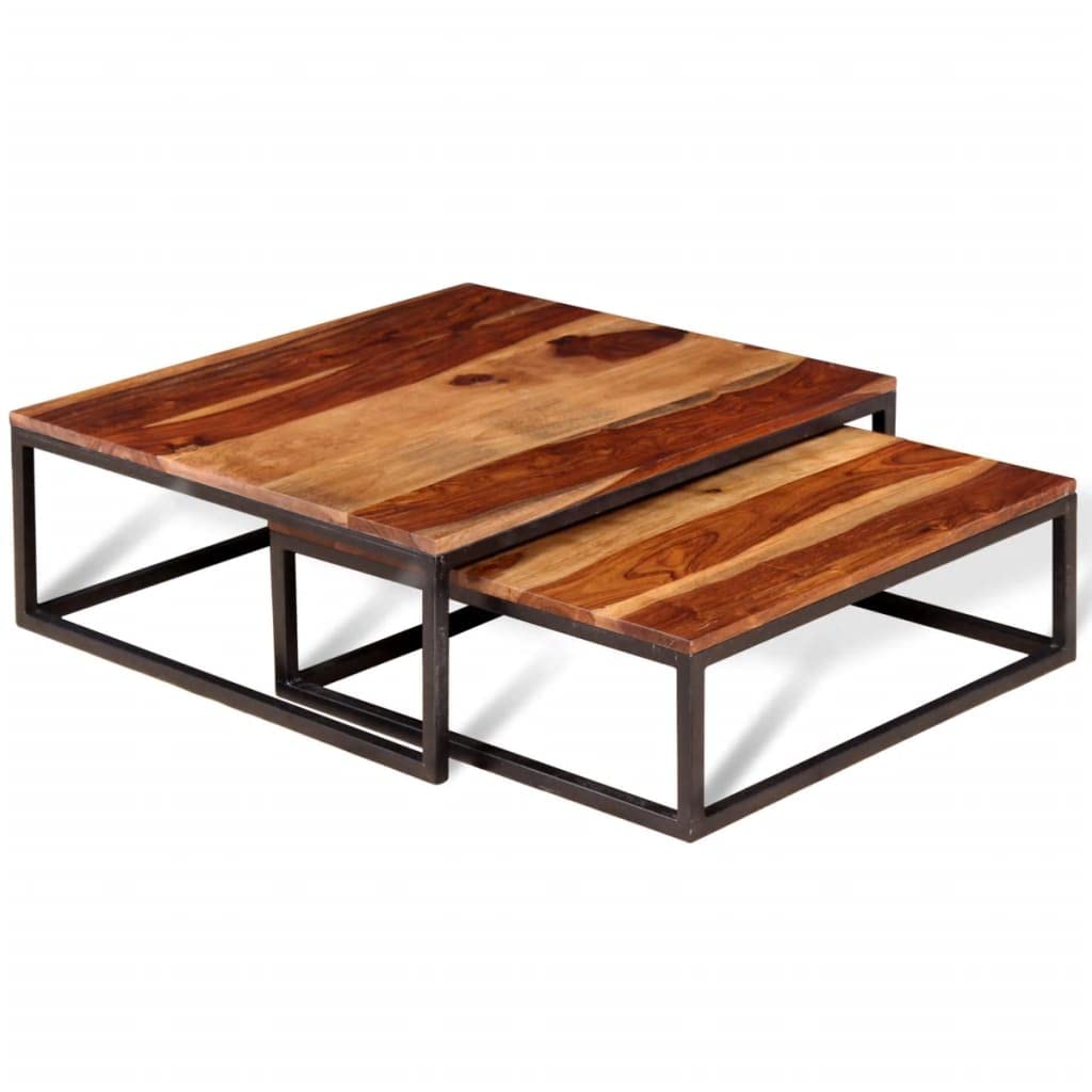 2 Piece Square Wood Nesting Coffee Table Set D70753