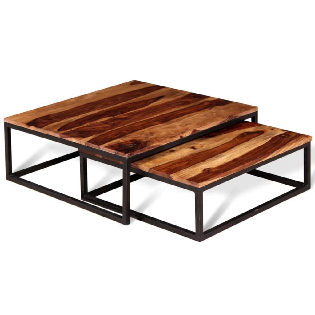 2 Piece Square Wood Nesting Coffee Table Set D70753