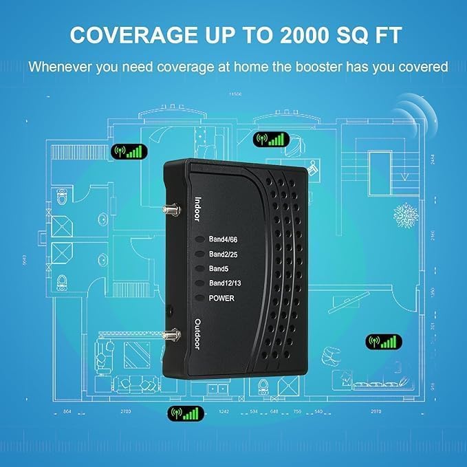 Cell Phone Signal Booster Up to 2000 sq ft Black M167736