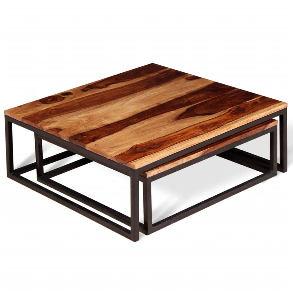 2 Piece Square Wood Nesting Coffee Table Set D70753