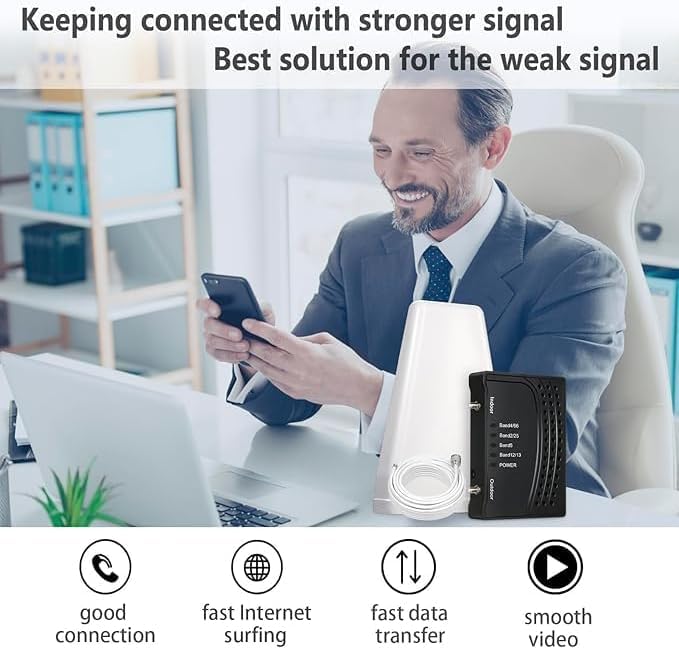 Cell Phone Signal Booster Up to 2000 sq ft Black M167736
