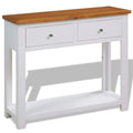 Solid Oak Wood Console Table with 2 Drawers and 1 Shelf G410