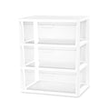 White 3-Drawer Plastic Storage Tower with Clear Bins K69438
