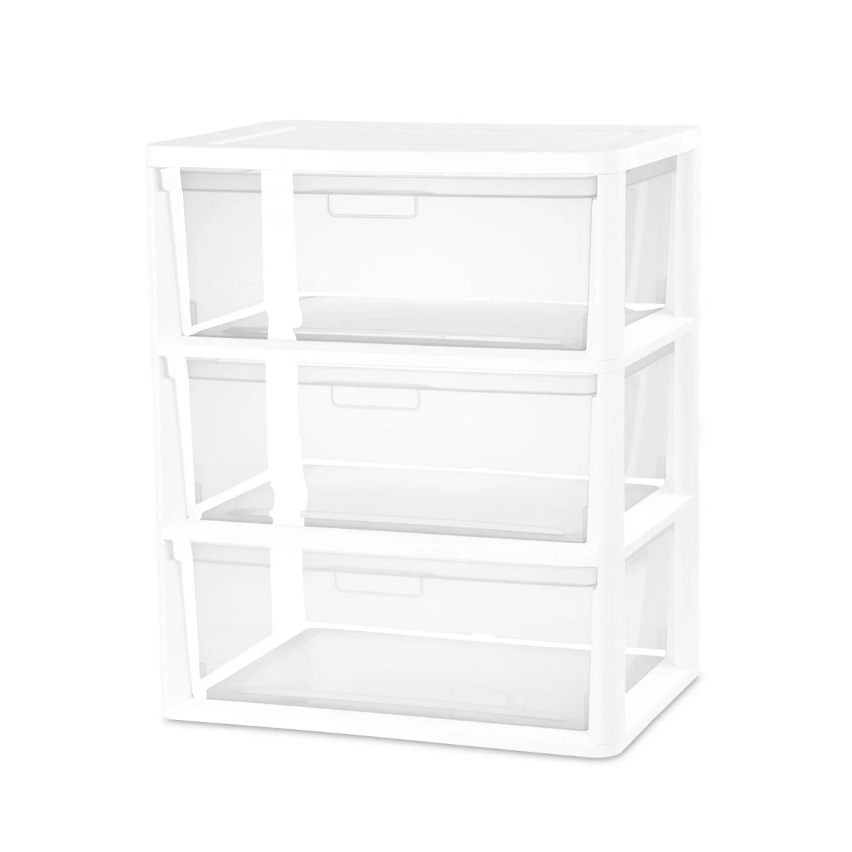 White 3-Drawer Plastic Storage Tower with Clear Bins K69438