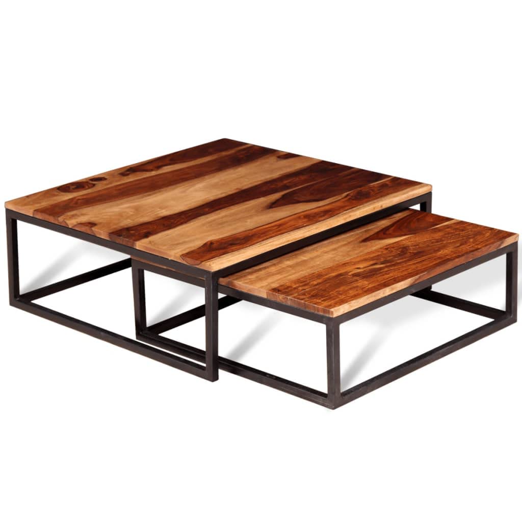 2 Piece Square Wood Nesting Coffee Table Set D70753