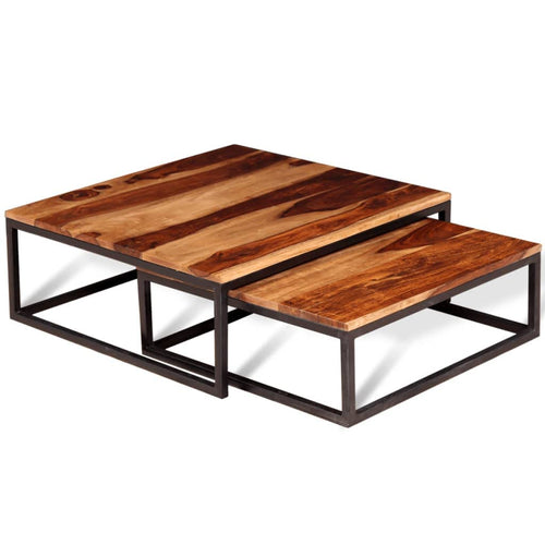 2 Piece Square Wood Nesting Coffee Table Set D70753