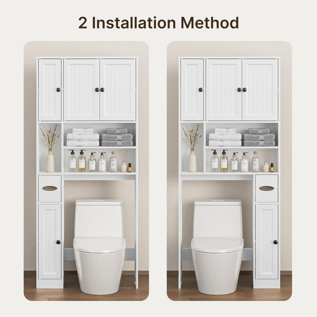 Over The Toilet Storage Cabinet with Five Doors White L603667