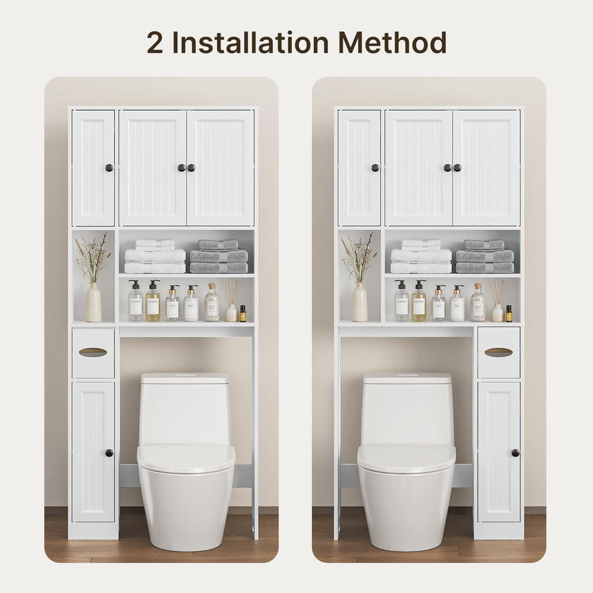Over The Toilet Storage Cabinet with Five Doors White L603667