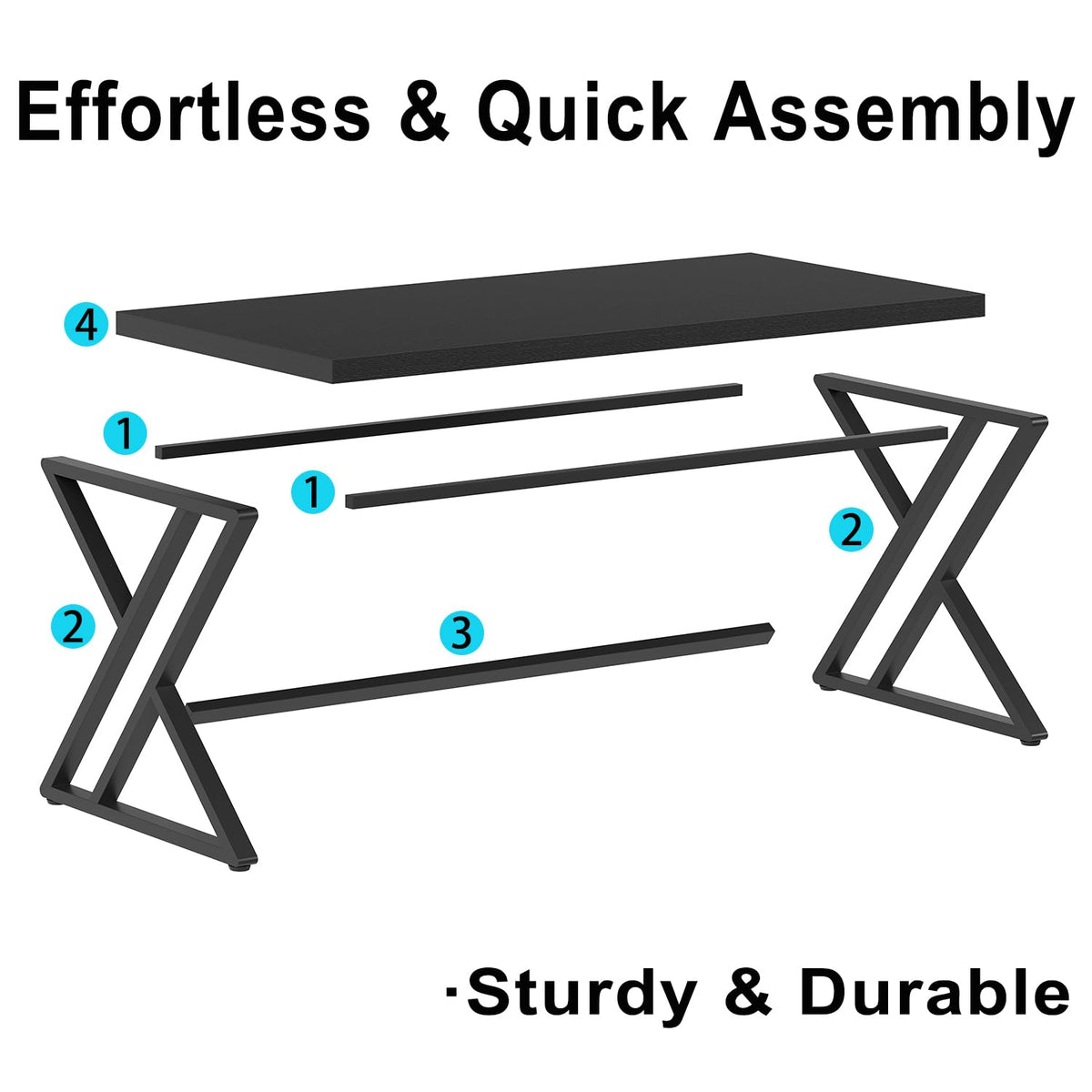 Black 47 Inch Metal and Wood Computer Desk D505