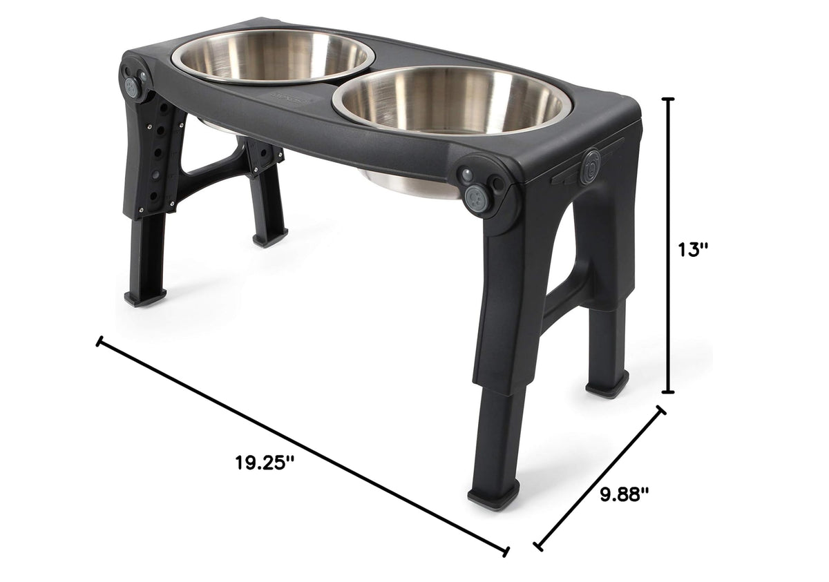 Adjustable Height Double Pet Feeder with Stainless Steel Bowls Y8166