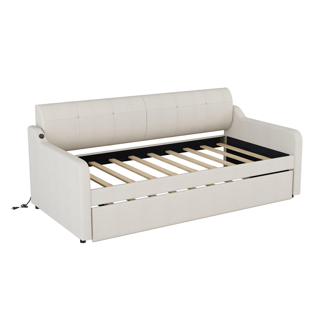 Twin Size Upholstered Daybed with Trundle I9394
