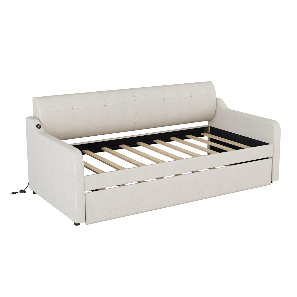Twin Size Upholstered Daybed with Trundle I9394