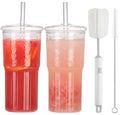 2Pcs 22oz Glass Cups with Lids and Straws R730