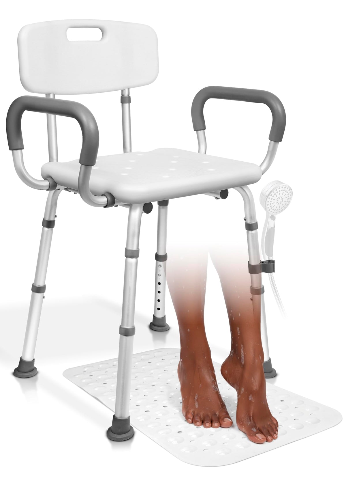 Adjustable Shower Chair with Mat Y12486