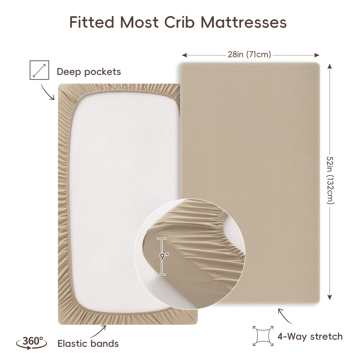 3 Pack Ultra Soft Breathable Fitted Crib Sheets 28x52 Inch A71398