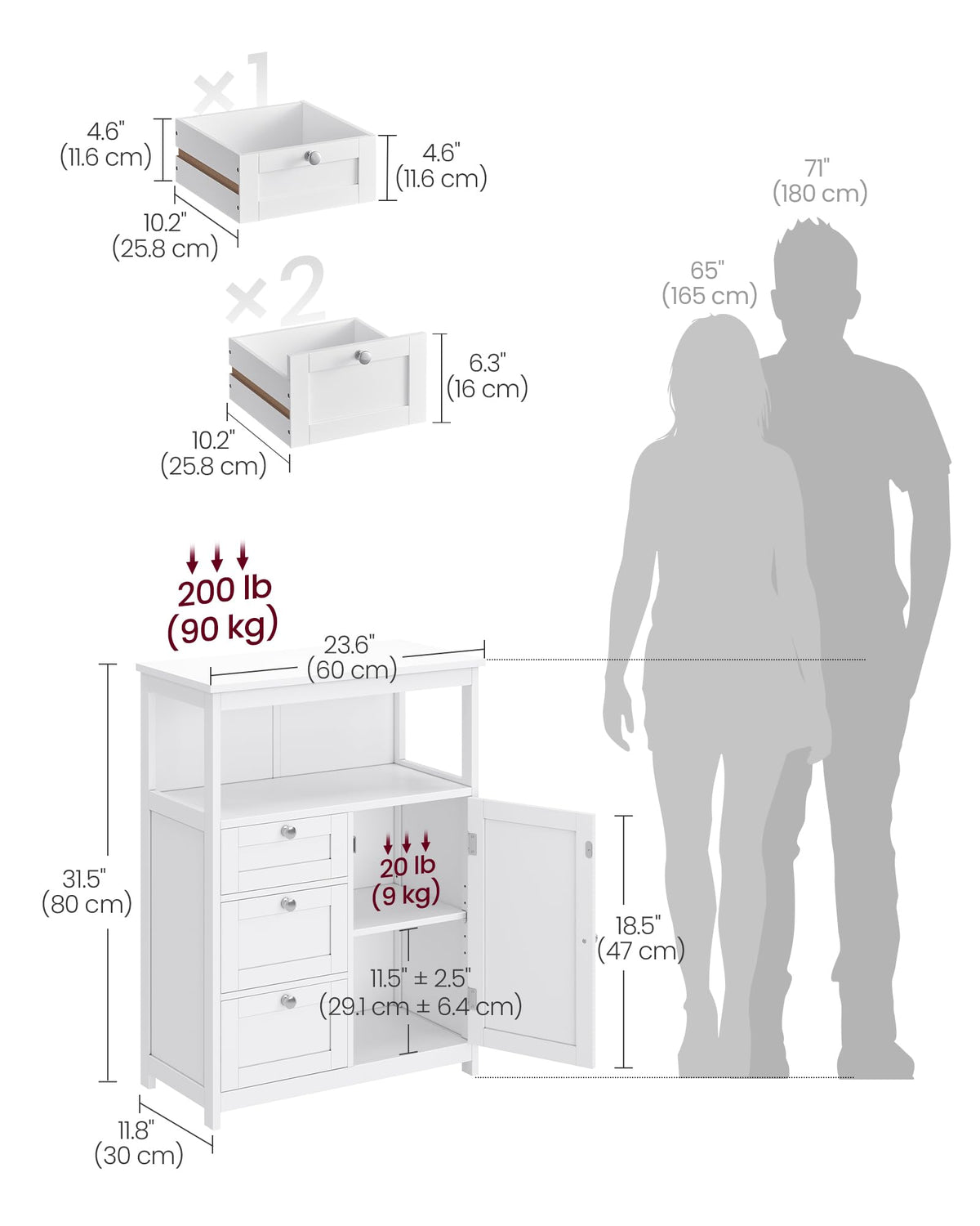 Bathroom Storage Cabinet with 3 Drawers Q6248