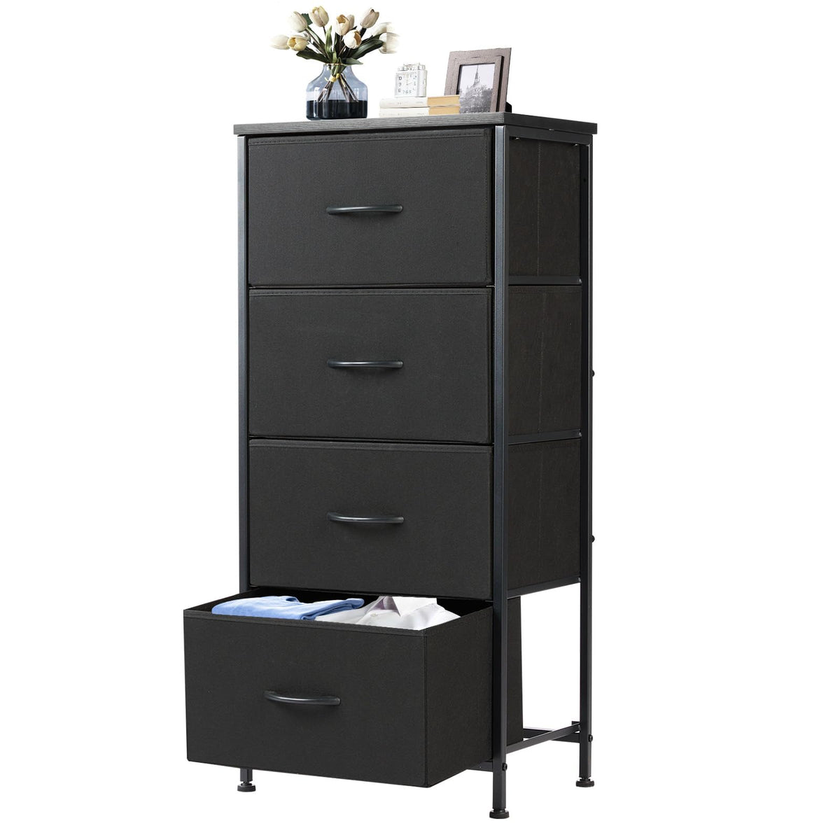 Nightstand with 4 Fabric Drawers B804