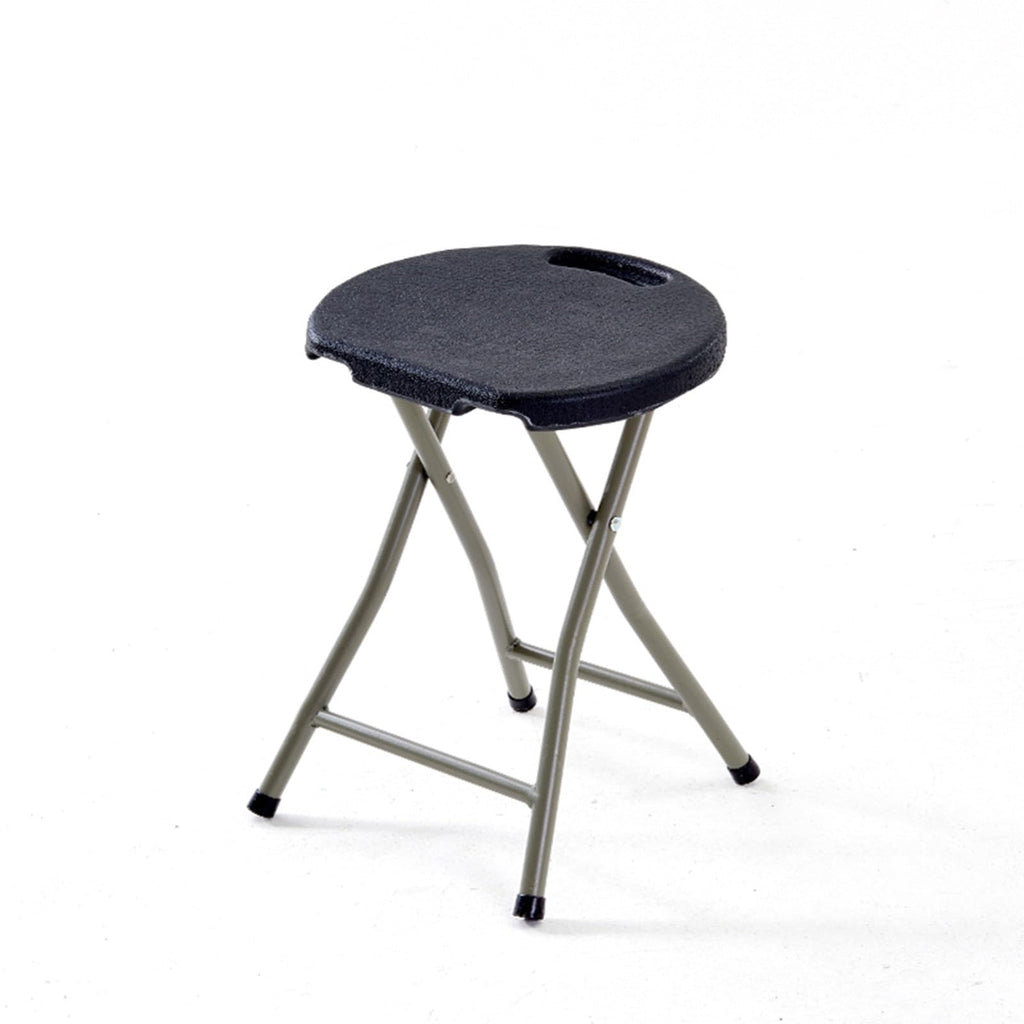 18 Inch Portable Folding Stool with Handle, Round Plastic 500lbs Capacity Black V584499