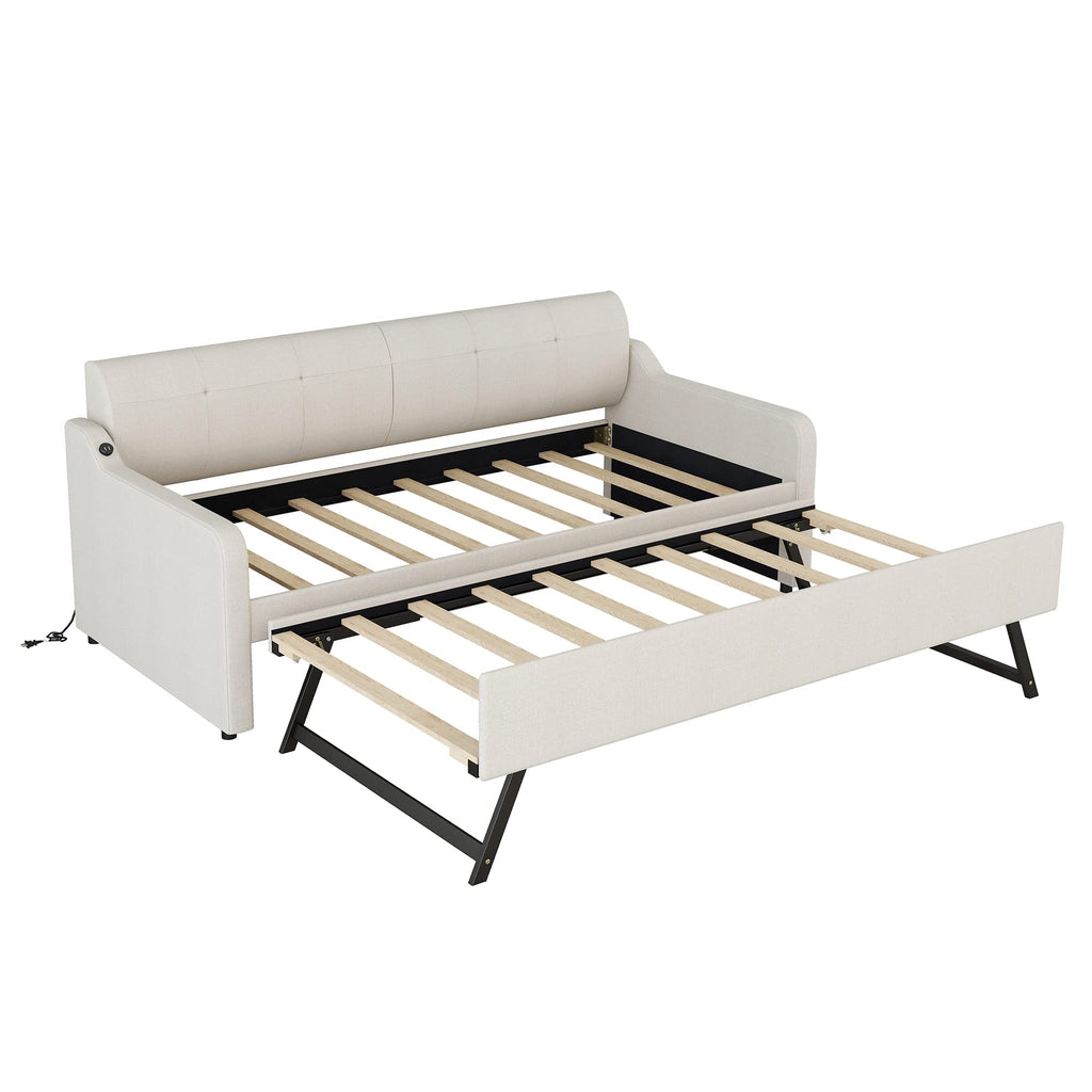 Twin Size Upholstered Daybed with Trundle I9394