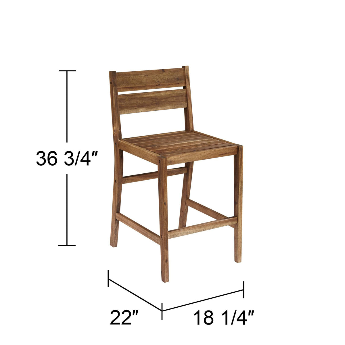 Acacia Wood Outdoor Bar Stools Set of 2 Brown 24" High Z6749
