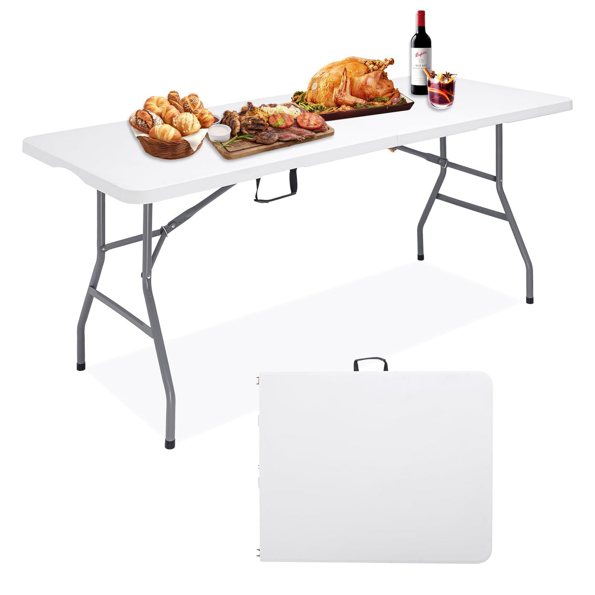 6Ft Heavy Duty Portable Plastic Folding Table K83232