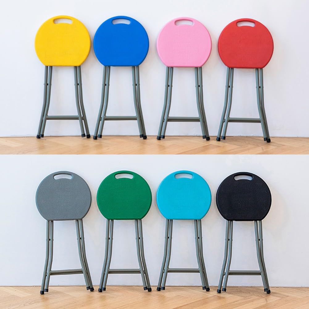 18 Inch Portable Folding Stool with Handle, Round Plastic 500lbs Capacity Black V584499
