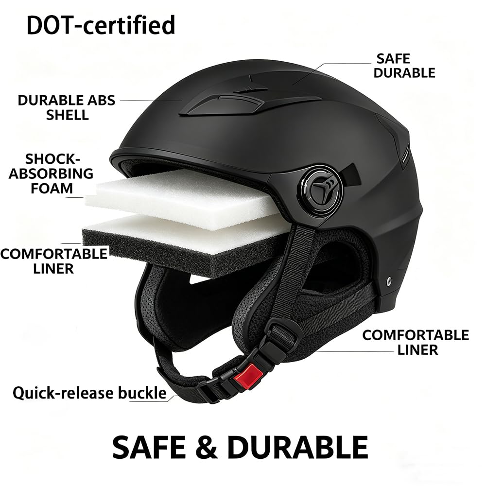 3/4 Open Face Motorcycle Helmet with Double Visor W4305