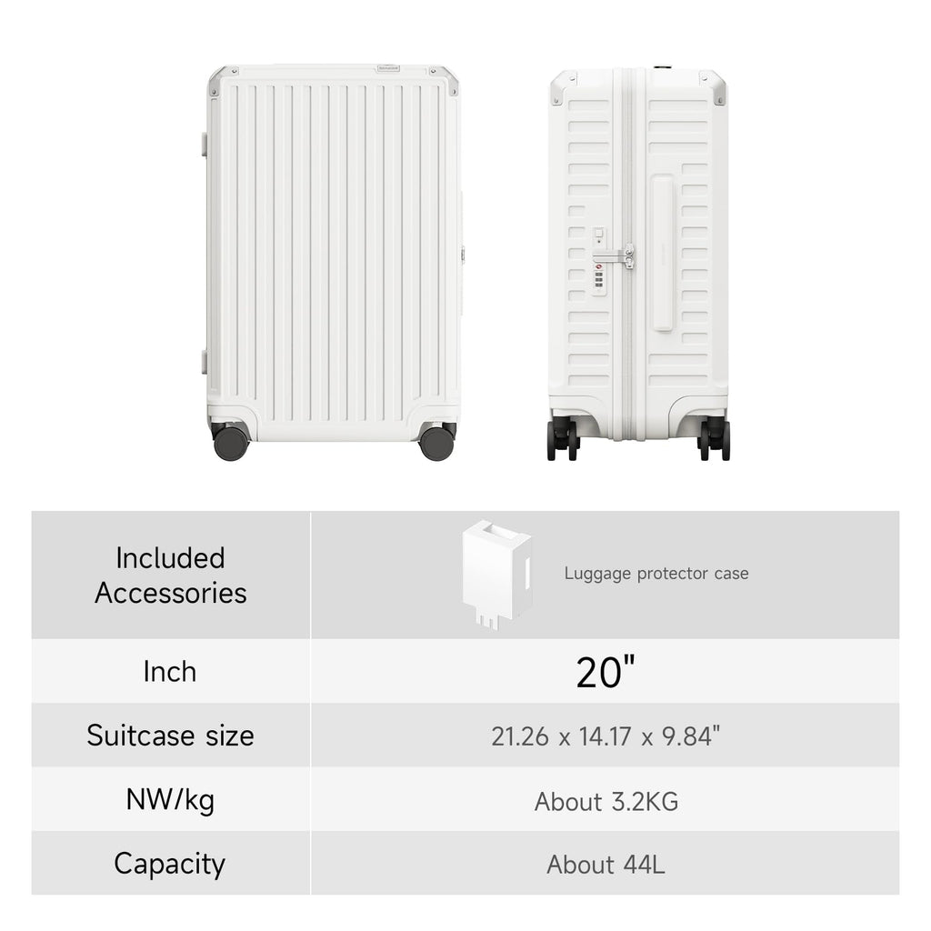 20 inch White Hardside Carry on Luggage with Spinner Wheel B324