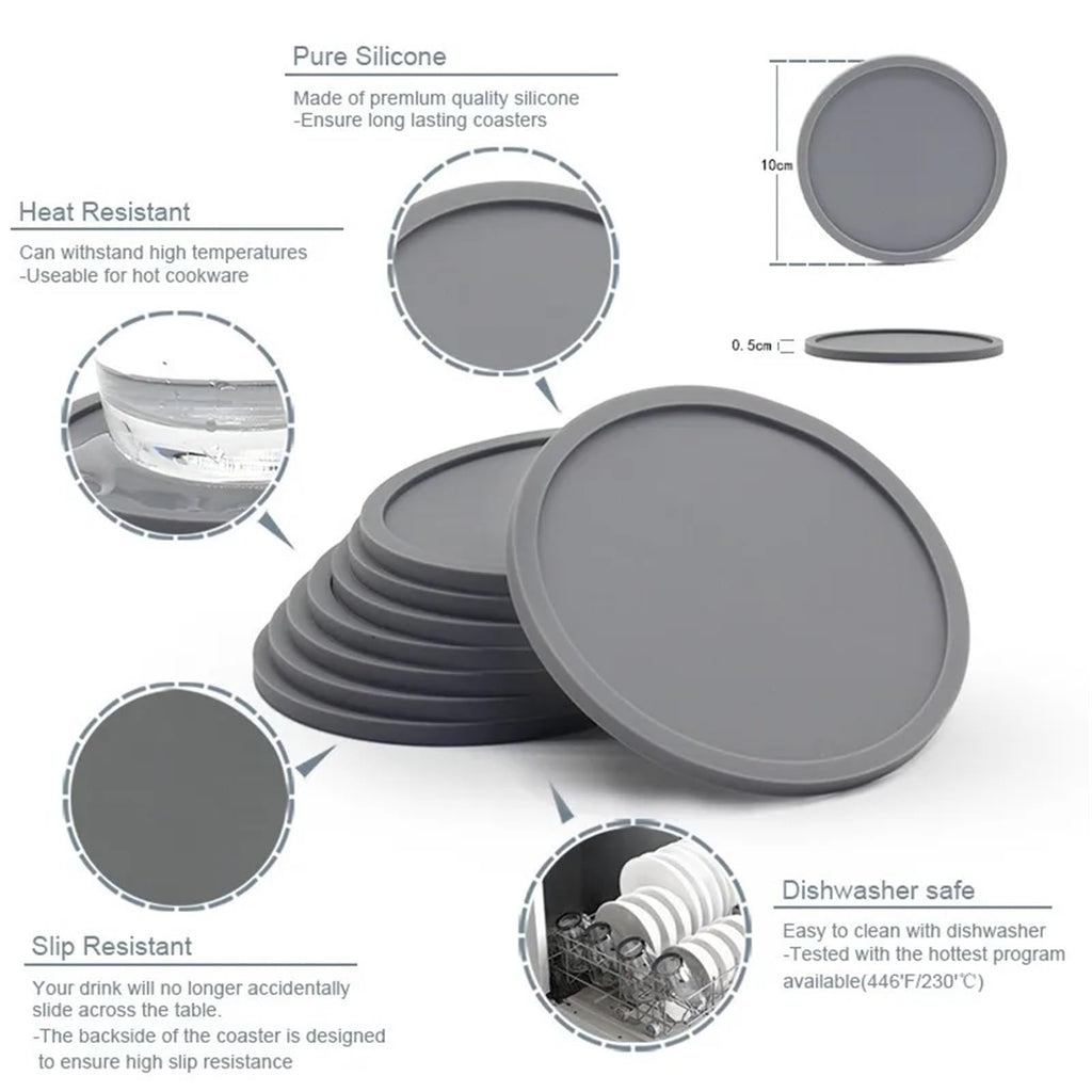 32 Pc Black Silicone Coasters C1856