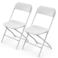 White Plastic Folding Chairs, Set of 2, Steel Frame N771