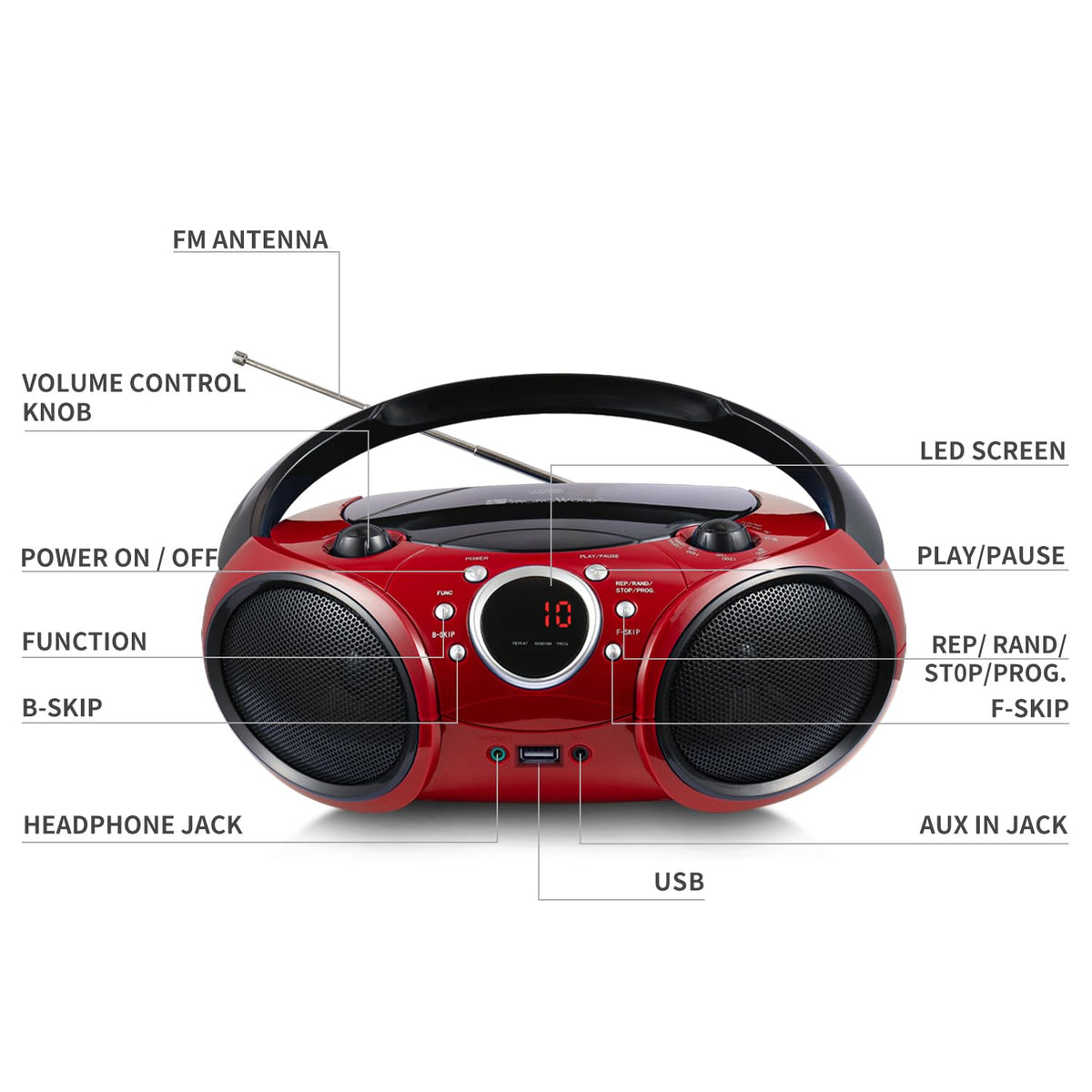 Portable CD Player Boombox K7602