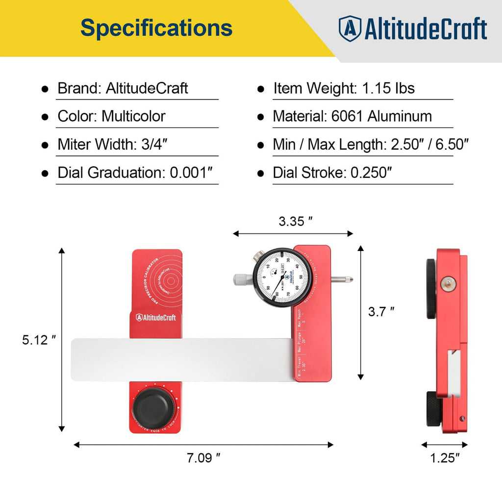 Table Saw Alignment Gauge with 0.001-Inch Dial Indicator Q58846