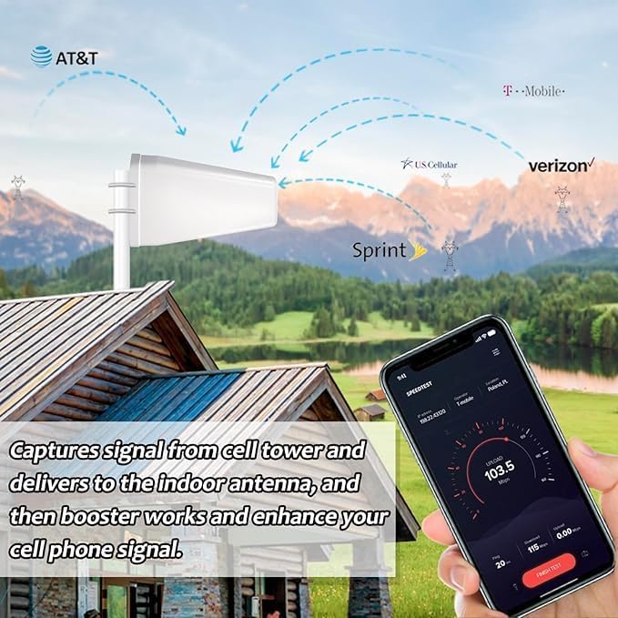 Cell Phone Signal Booster Up to 2000 sq ft Black M167736