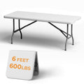 6FT Folding Table with Carry Handle, White, 1 Pack R1314