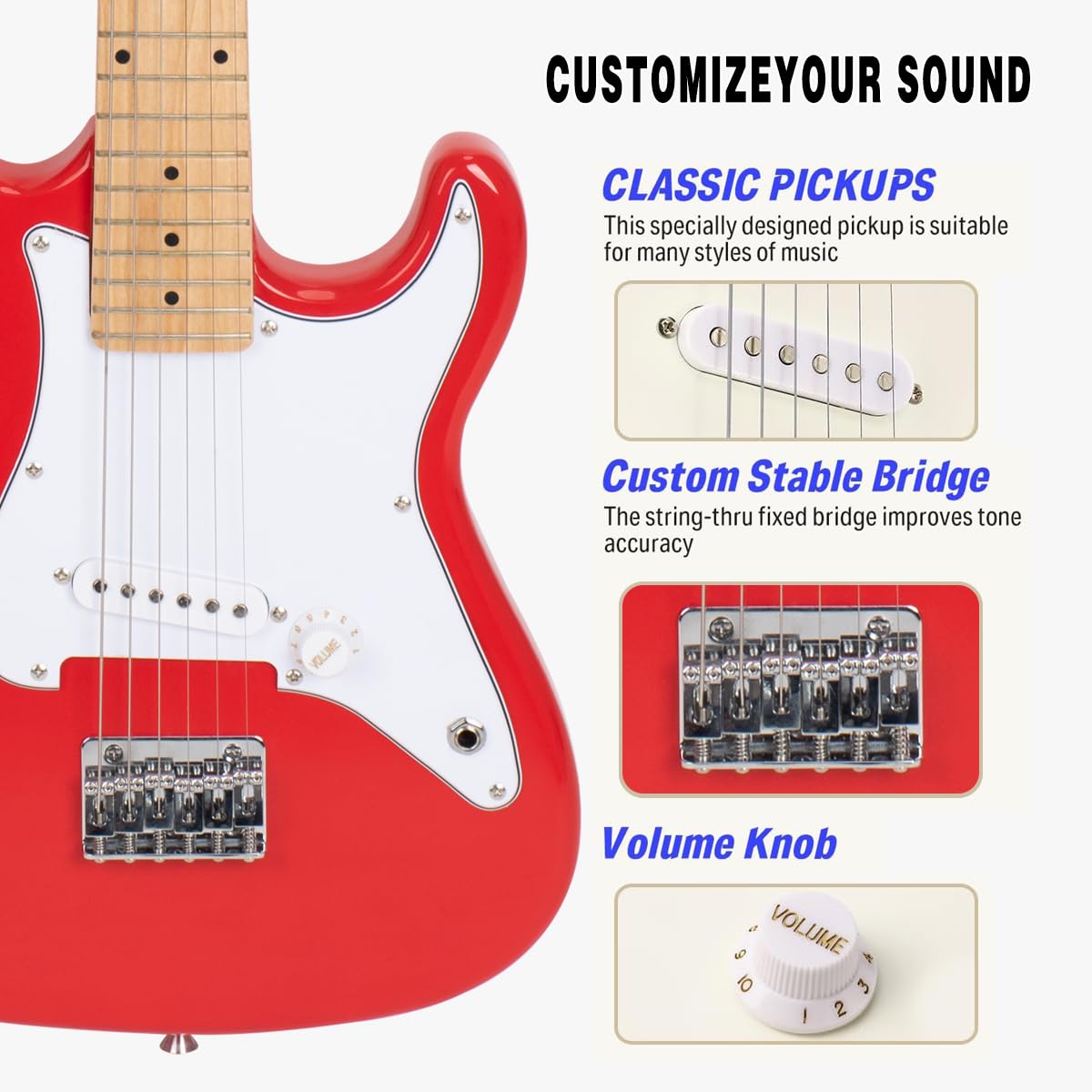 32 Inch Junior Size Red Electric Guitar Beginner Kit with Amplifier and Bag D357533