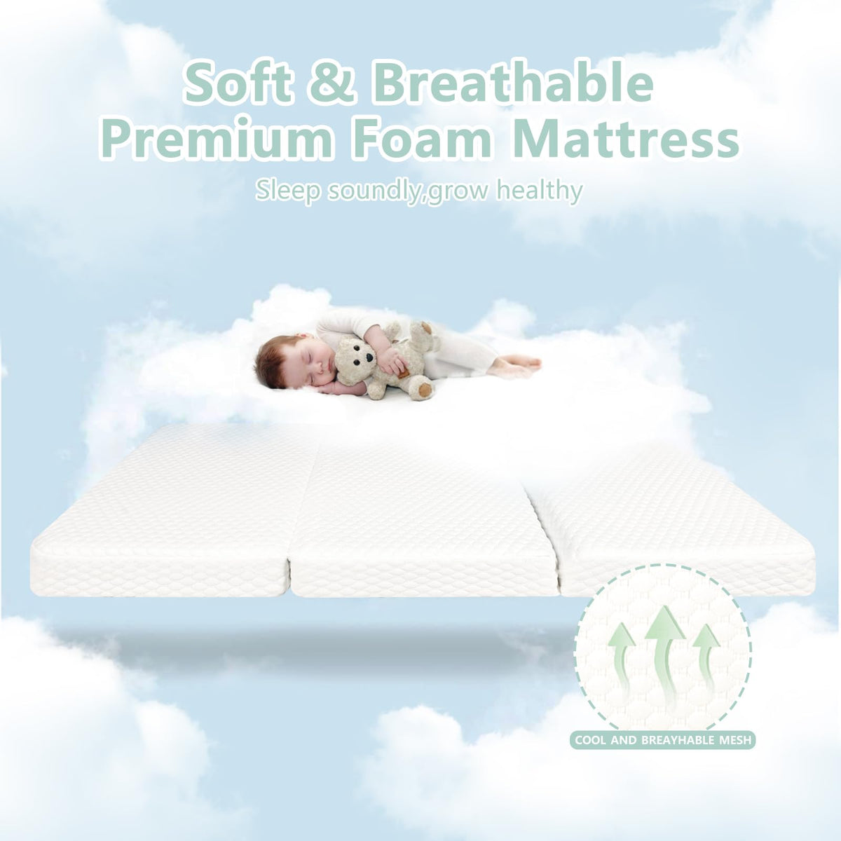 38”x26” Trifold Dual-Firmness Memory Foam Pack and Play Mattress X687772