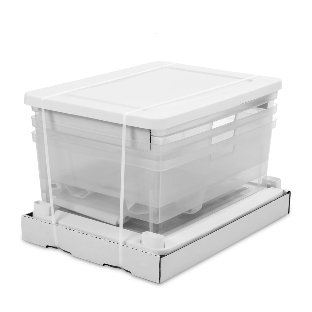 White 3-Drawer Plastic Storage Tower with Clear Bins K69438