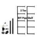Industrial Wall Mount Iron Pipe Shelf 2Pcs 5 Tier E46351