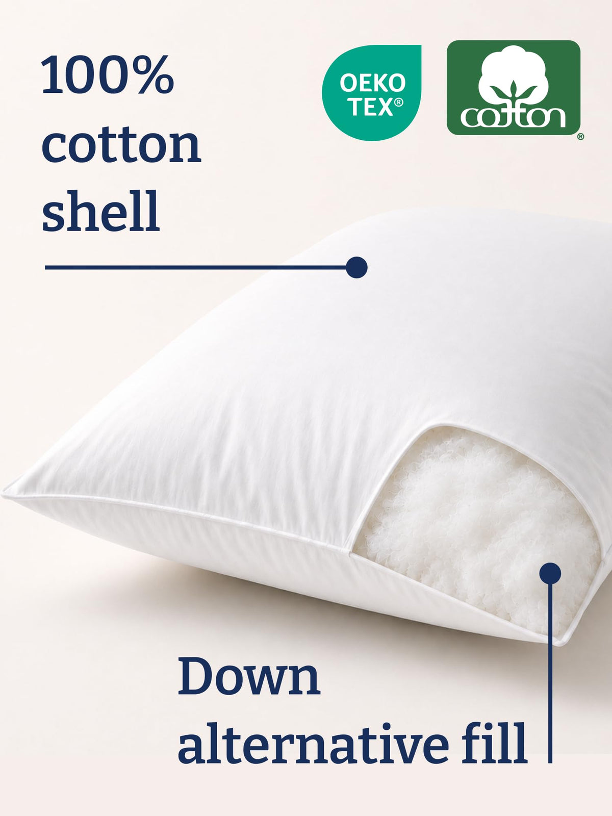 100% Cotton King Size Bed Pillows Set of 2 White G943473