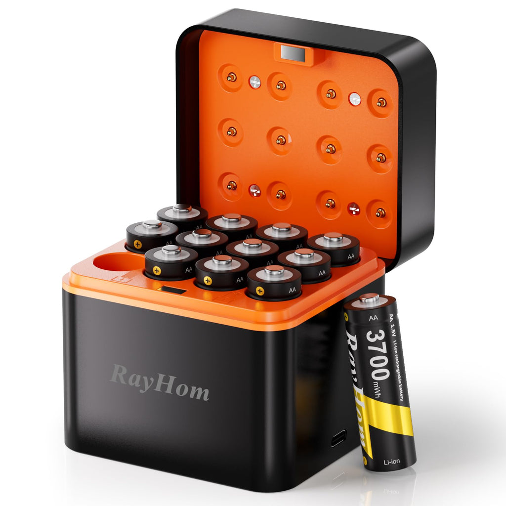 12 Pack Rechargeable AA Lithium Batteries with Charger I134